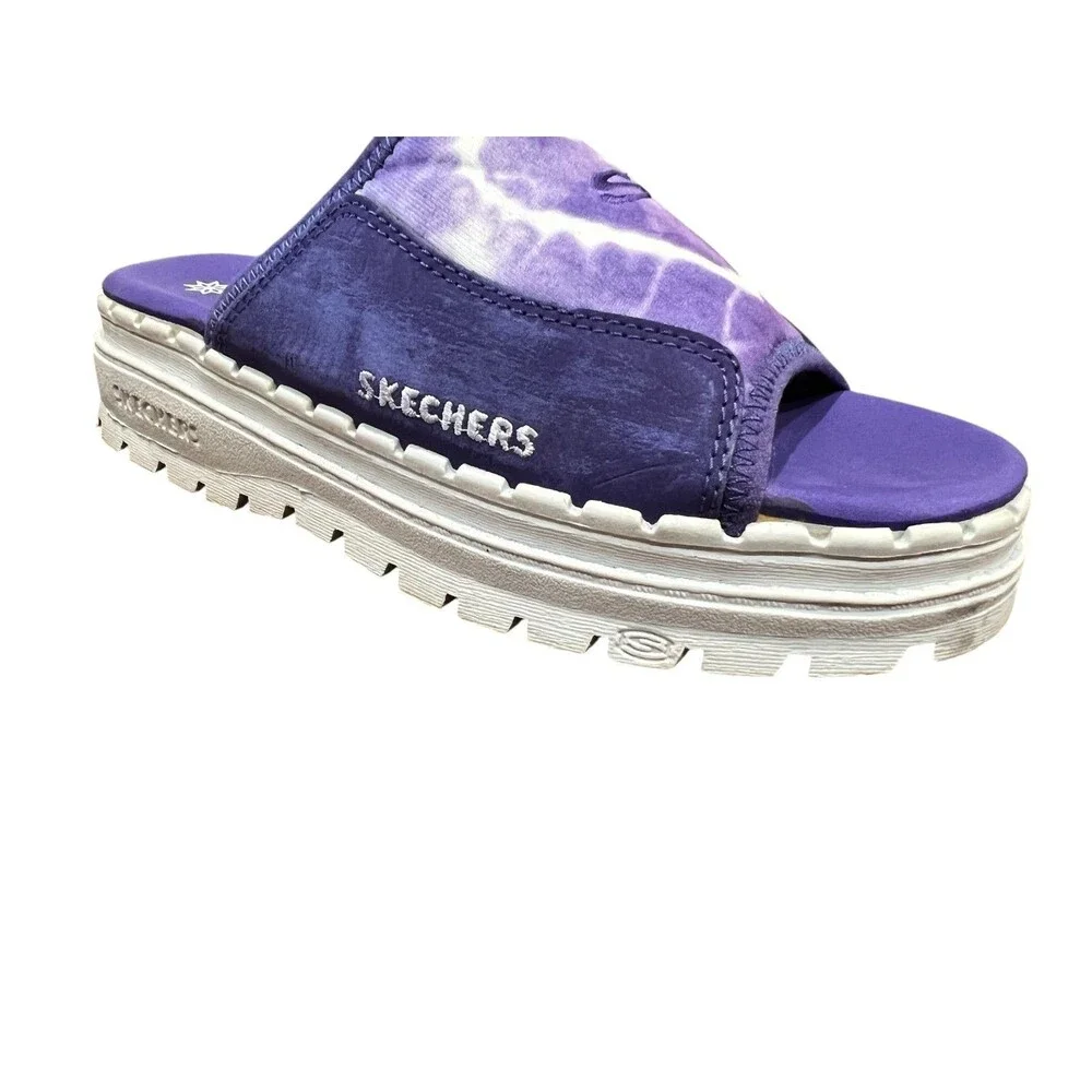 Skechers Girls Purple Tie Dye Platform Slide Sandals  Size 3  Sporty  Chunky